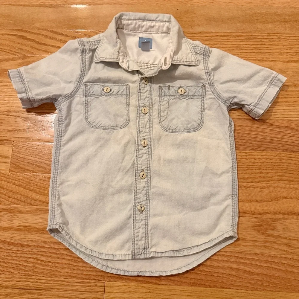 GAP Baby Light Denim Button Up Short Sleeve Top